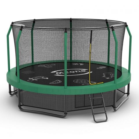 Батут каркасный с защитной сеткой и лестницей MZONE LUX 14 FT (427 см)